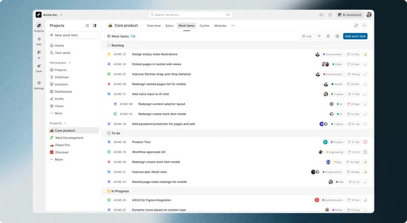 Plane project management interface considered for the volunteer workflow